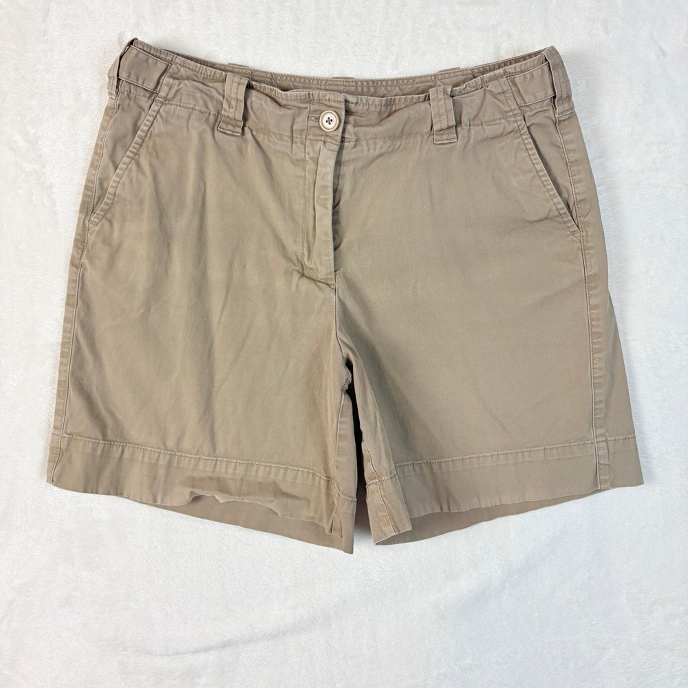 Vtg Talbots Chino Shorts Womens 8 Tan Good Stretch Cotton Mid Rise Khaki
